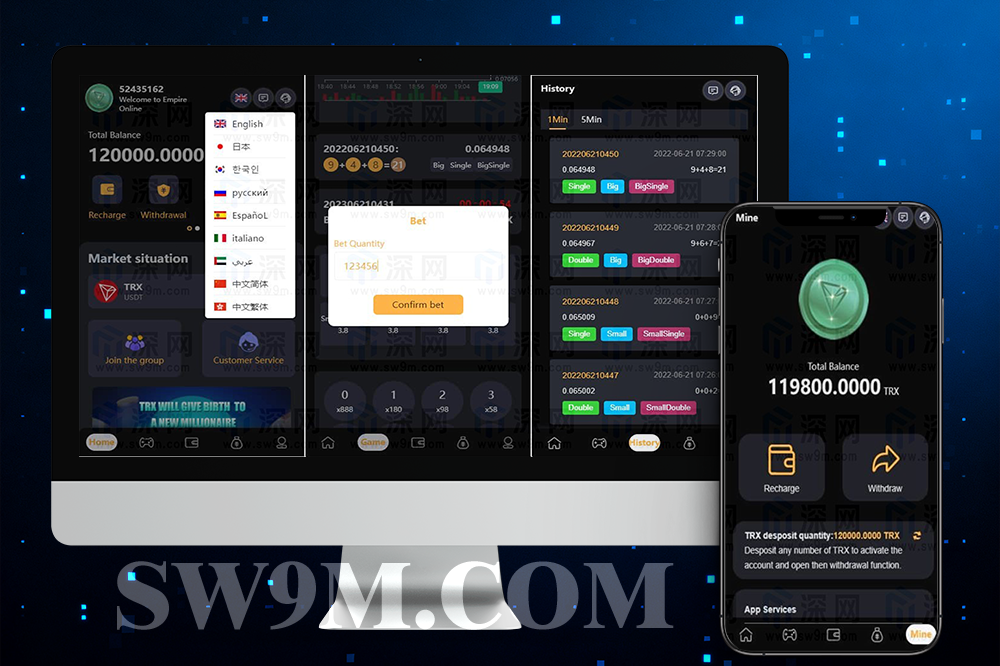 USDT哈希值竞猜平台源码｜九语种版本＋K线显示完善修复