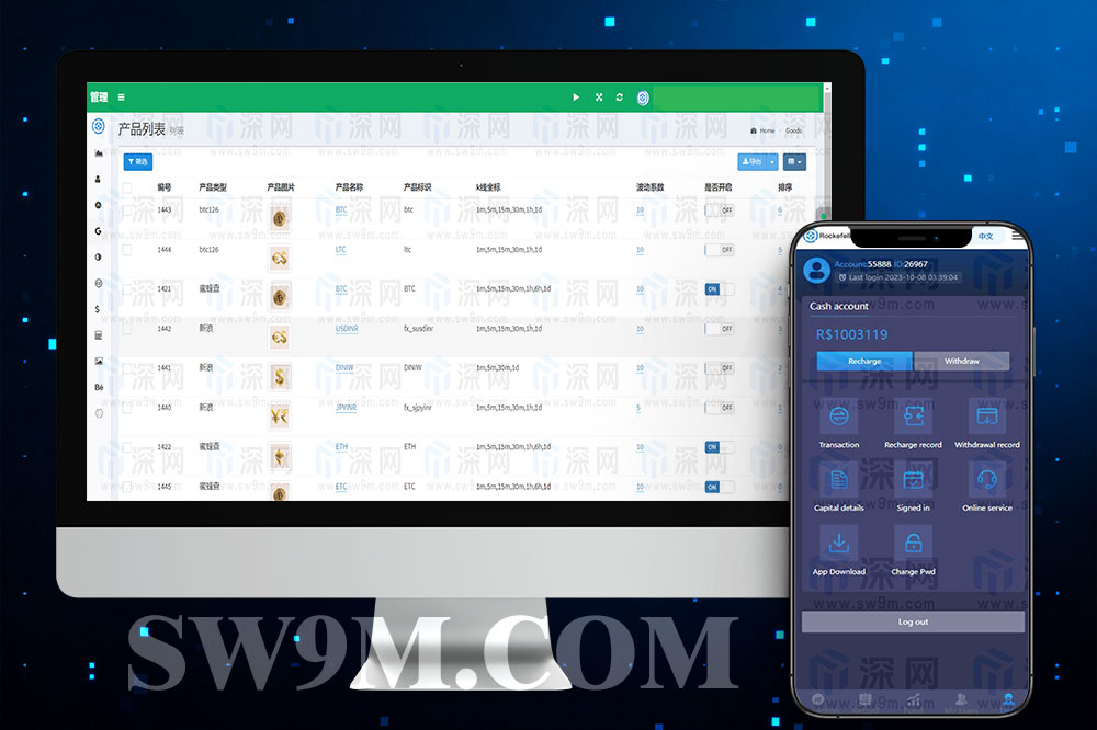 虚拟币微盘系统海外版｜比特币BTC支持＋代理管理＋后台可调控风险